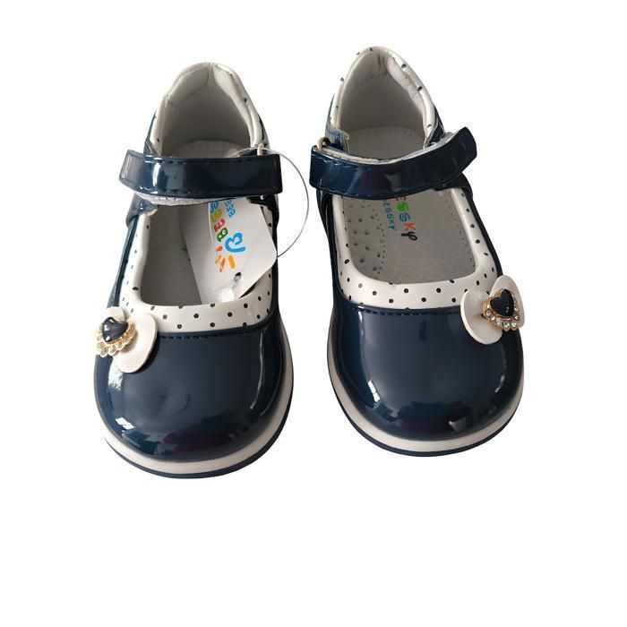 Zapatos - Bebé - Niña - Mary Janes - Zapatos tipo T - Piel - Charol - Azul - Azul marino - Estampado de corazones - Tallas 21 a 25