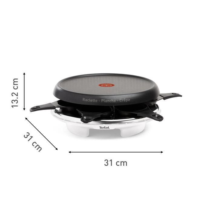 Tefal Raclette Colormania, 6 sartenes, 3 en 1, raclette, plancha, crepera, RE151110