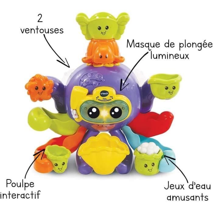 Jouet de Bain interactif VTECH BABY - Polo, Mon Poulpe Rigolo - Multicolore - Pour Bébé de 1 à 5 ans