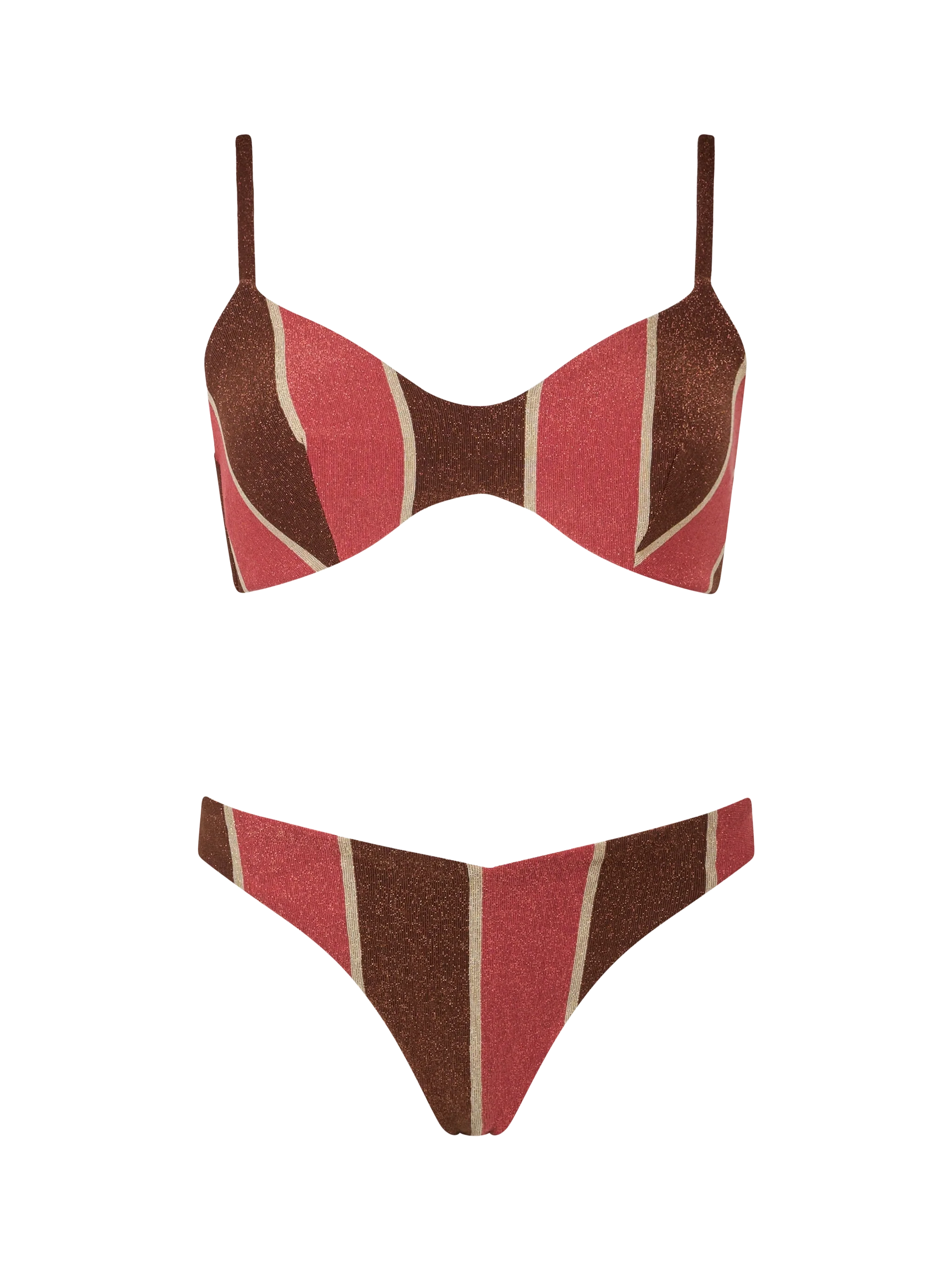 Bikini da donna a righe lurex scoop a bralette May Romy