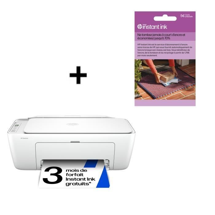 Imprimante tout-en-un HP DeskJet 2810e jet d'encre couleur + Carte Instant Ink