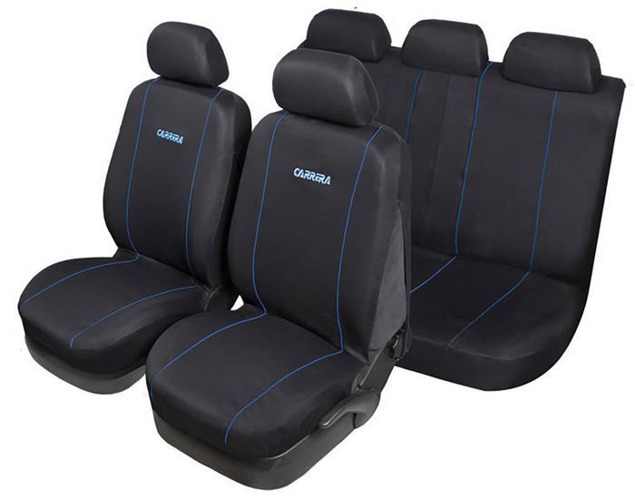 Fundas para pedales de arranque, juego completo de fundas universales para asientos GT Turbo con 5 reposacabezas, color negro y azul.