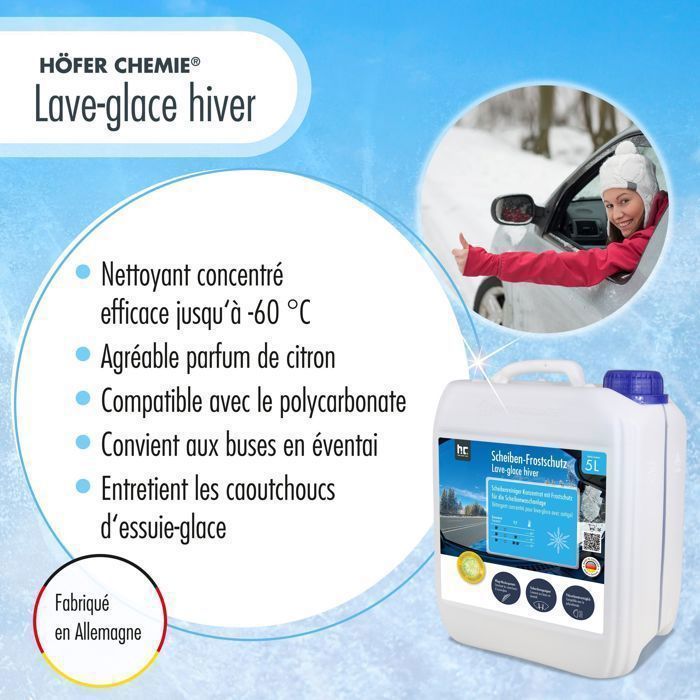 Antigelo premium per finestre 5L -60 gradi concentrato per finestrini auto, compatibile con policarbonato, con fresca fragranza agrumata