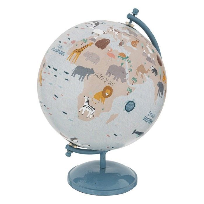 Globo terráqueo azul de metal para niños, D20