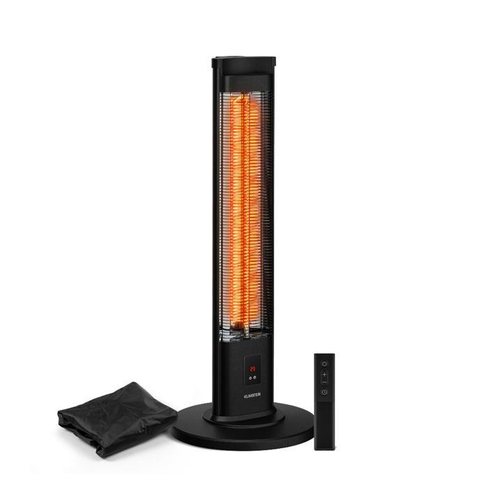 Klarstein BlazeTower Infrared Heater 2000W 3 Levels IP45 Remote Control Timer Anti-Tip Outdoor Patio Heater