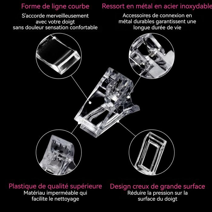 Set manucure-pedicure  - ATELIX -  Nail Art Clip 3,6 x 3,6 x 3 cm 10 pièces Pour fixer les extensions d'ongles Outil de création nai