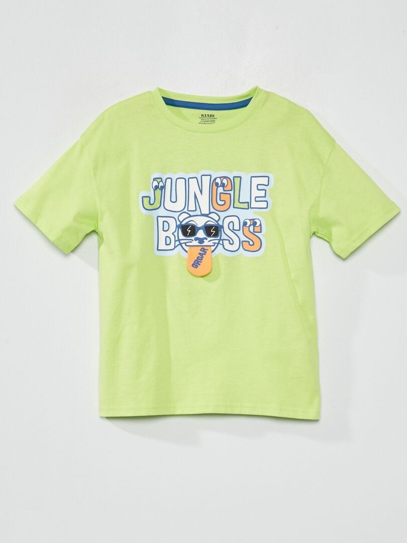 Camiseta divertida em malha - VERDE