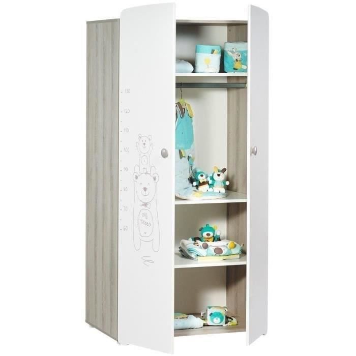 Set dormitor bebeluși Teddy Trio: pătuț 120x60, masă de înfășat și dulap - Babyprice - Alb
