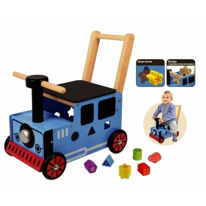 I'm toy - Porteur en bois pour bébé le petit train bleu - IM87571