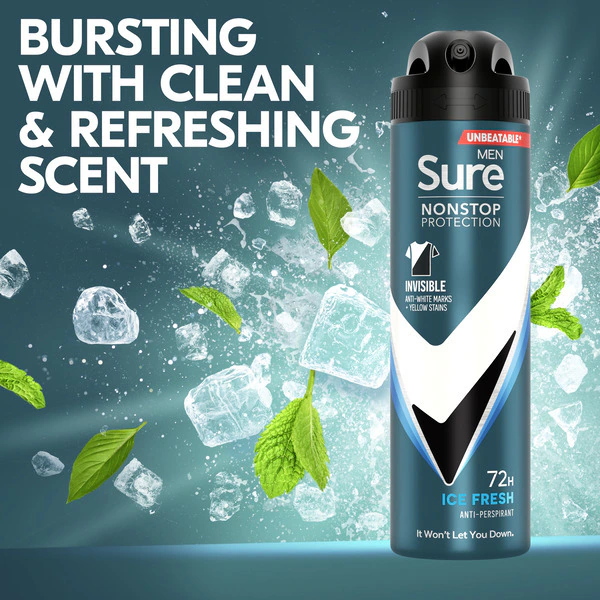 Sure Men antiperspirant deodorant ve spreji Nonstop Invis Ice 150ml