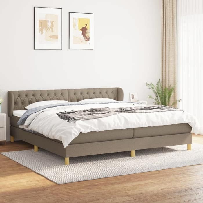 Maison Exclusive - Base letto a doghe con materasso color tortora 200x200 cm in tessuto