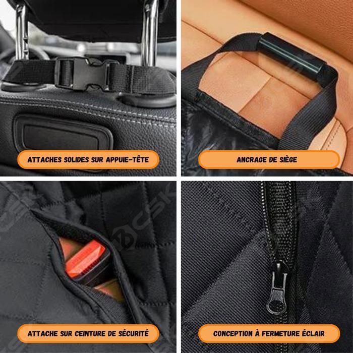 Funda para asiento de coche para perros BCSK® - Protección para el asiento trasero del coche para perros con red de sujeción - 147 x 137 cm