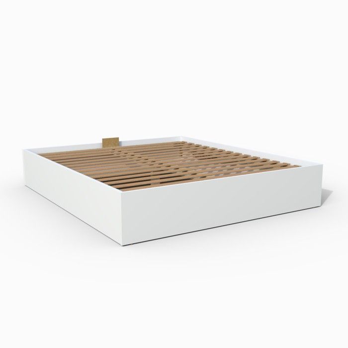 Cama con almacenamiento BILBAO de 160x200 cm + somier de láminas / blanca
