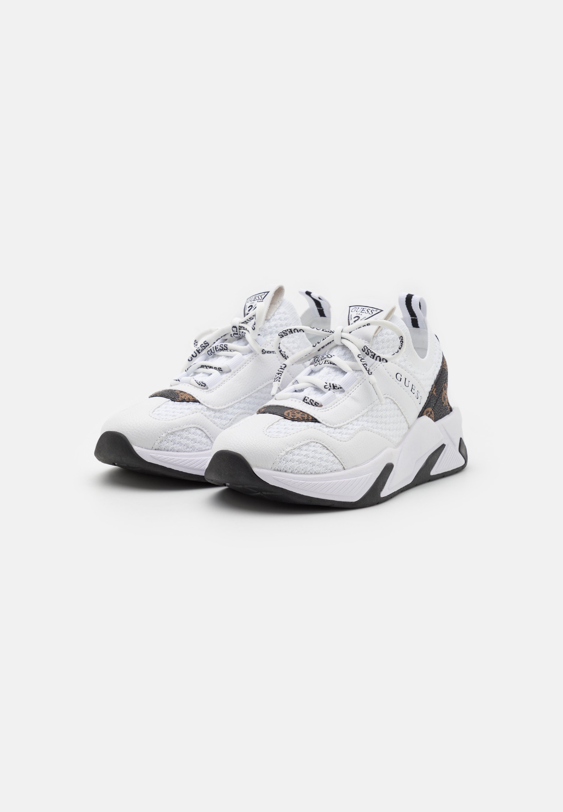 Guess GENIVER - Scarpe da ginnastica - bianco/marrone
