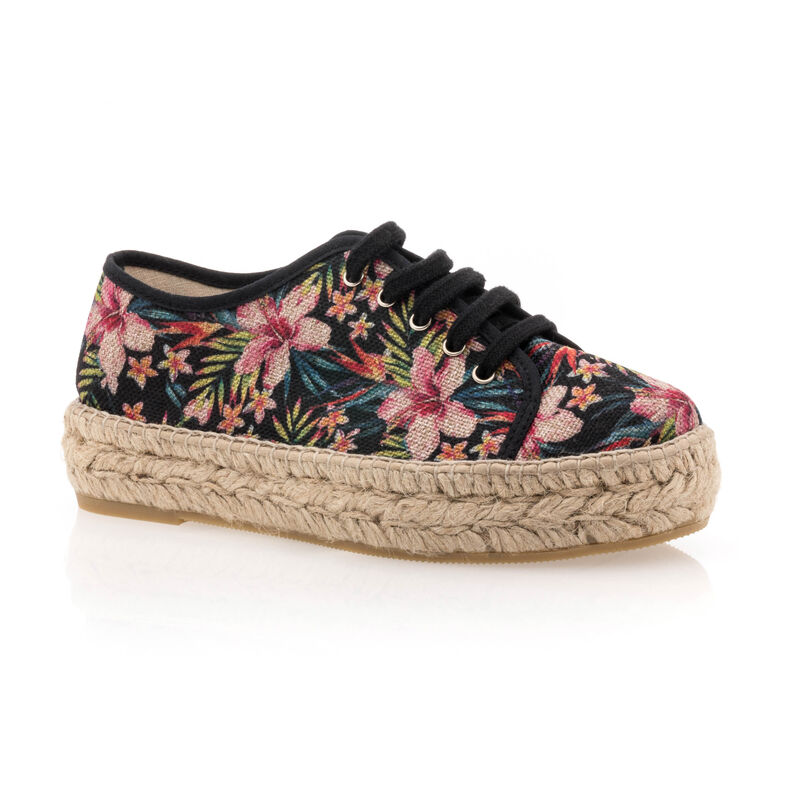 Svarte espadriller med tausåler til dame