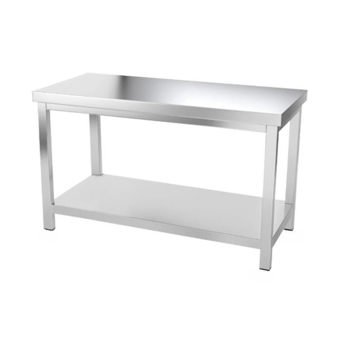 Tavolo centrale in acciaio inox 1400 x 600 mm - acciaio inox 0,8 mm - ripiano inferiore - portata 150 kg