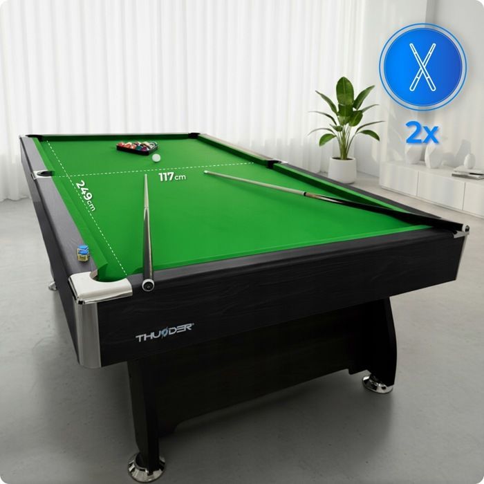 THUNDER® Multifunctional Pool Table | BOLD-BLACK-9FT | Tabletop | Ping-Pong | Air Hockey | Set | Home | Brown |