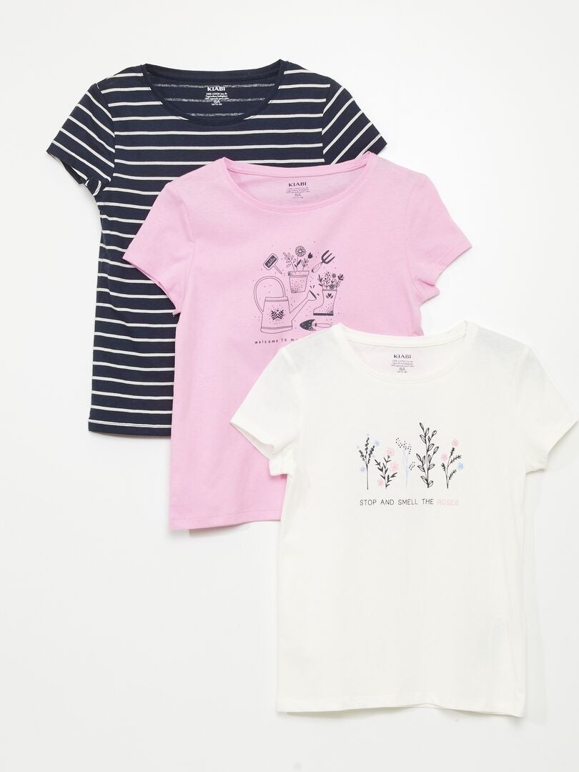 Set van 3 bedrukte T-shirts - WIT