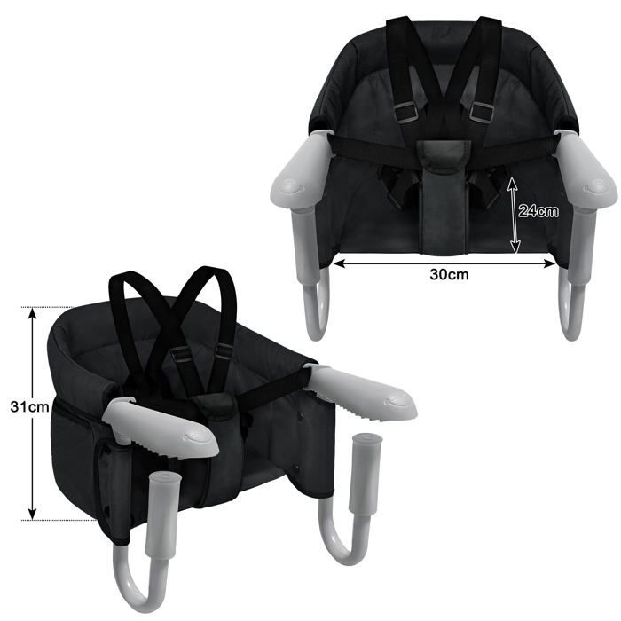 Mesa plegable para bebé YUENFONG con abrazaderas antideslizantes y cinturón de seguridad - Negra