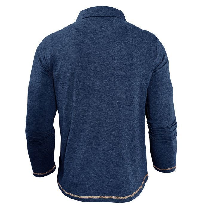 Men's Long Sleeve Regular Fit Polo Shirt with Pocket, Contrasting Colors, Spring and Autumn - EU Size - Navy Blue