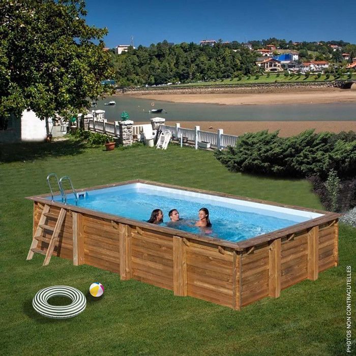 Piscina retangular - SEM NOME - Elly SWIMWOOD - Madeira com certificação FSC - 6,2 x 3 m - 18,5 m³