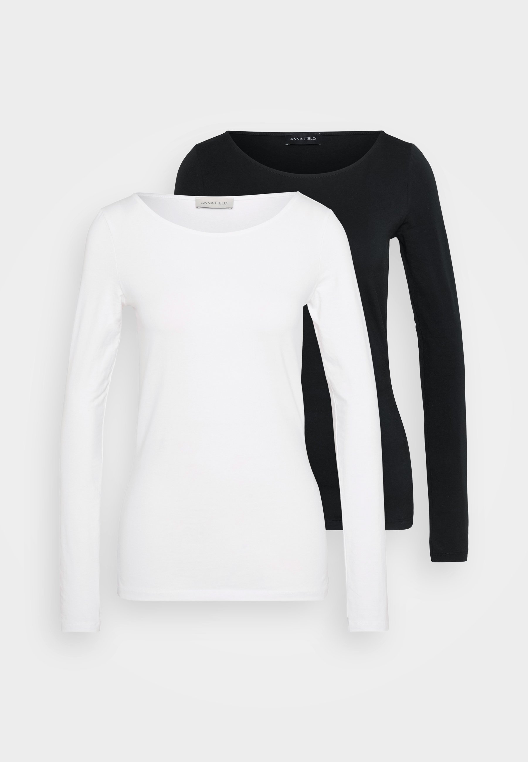 Anna Field Tall 2 PACK - Majica z dolgimi rokavi - črna/bela