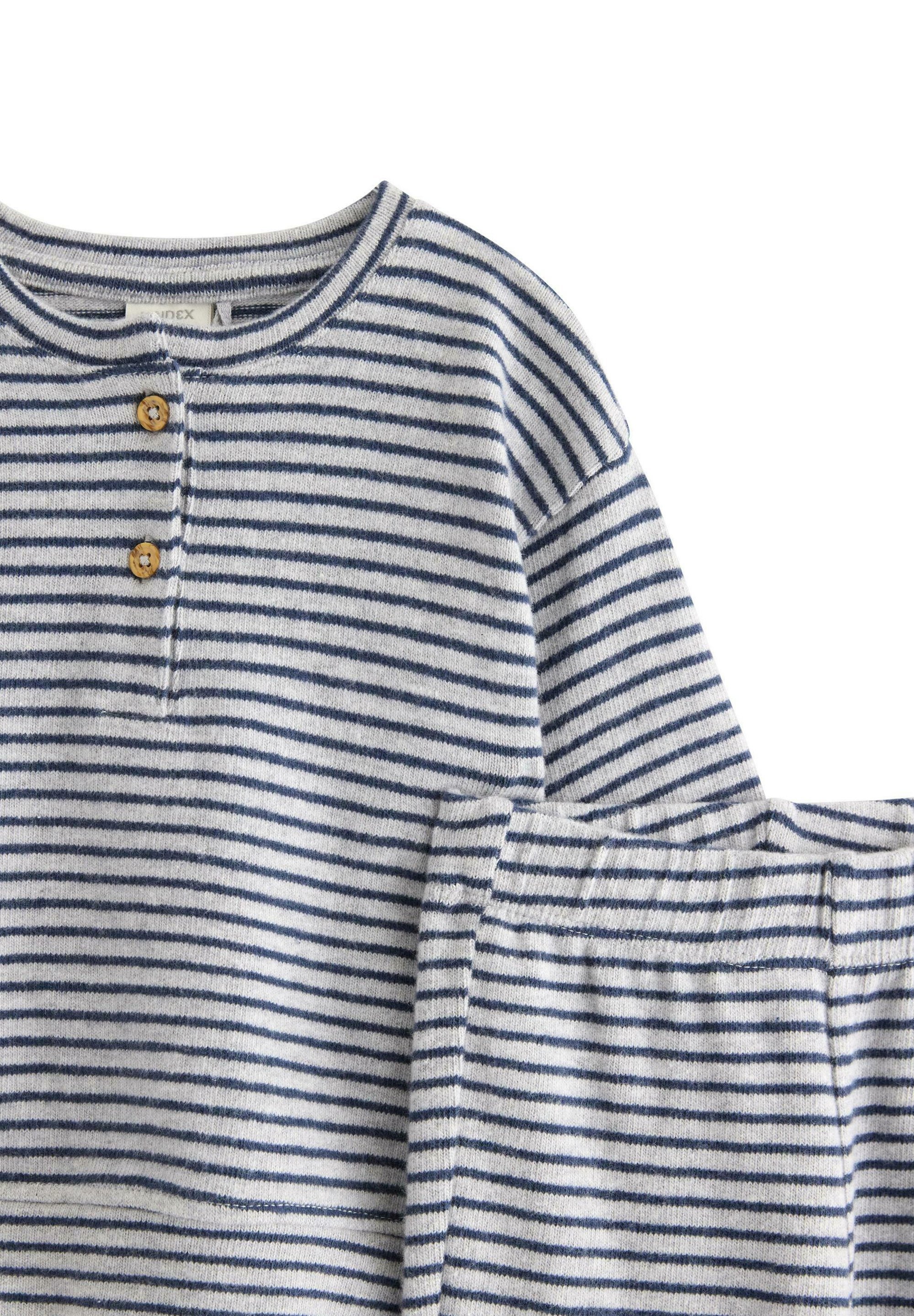 Lindex SET STRIPE - Pantaloni - blu scuro