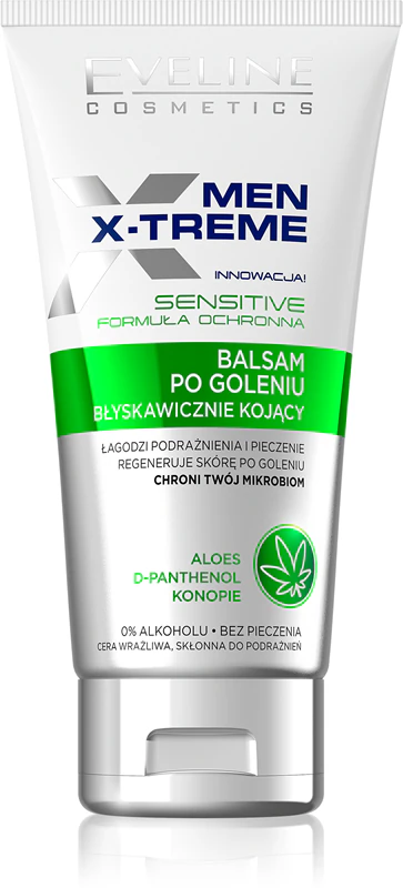 Bálsamo pós-barba calmante Eveline Cosmetics Men X-Treme Sensitive para pele sensível.