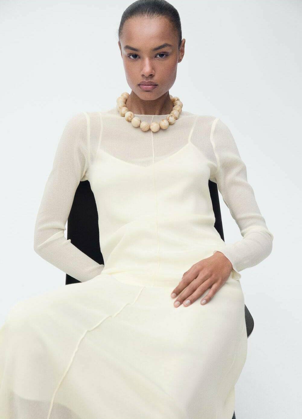 Mango CLAIRE - Koktejlové šaty / spoločenské šaty - sivobiele