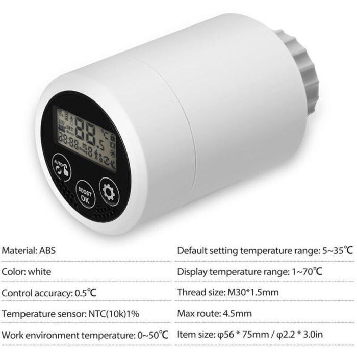 Tête thermostatique,Thermostat Tuya zigbee,micro-vanne de radiateur Thermostat programmable intelligent Commande vocale de