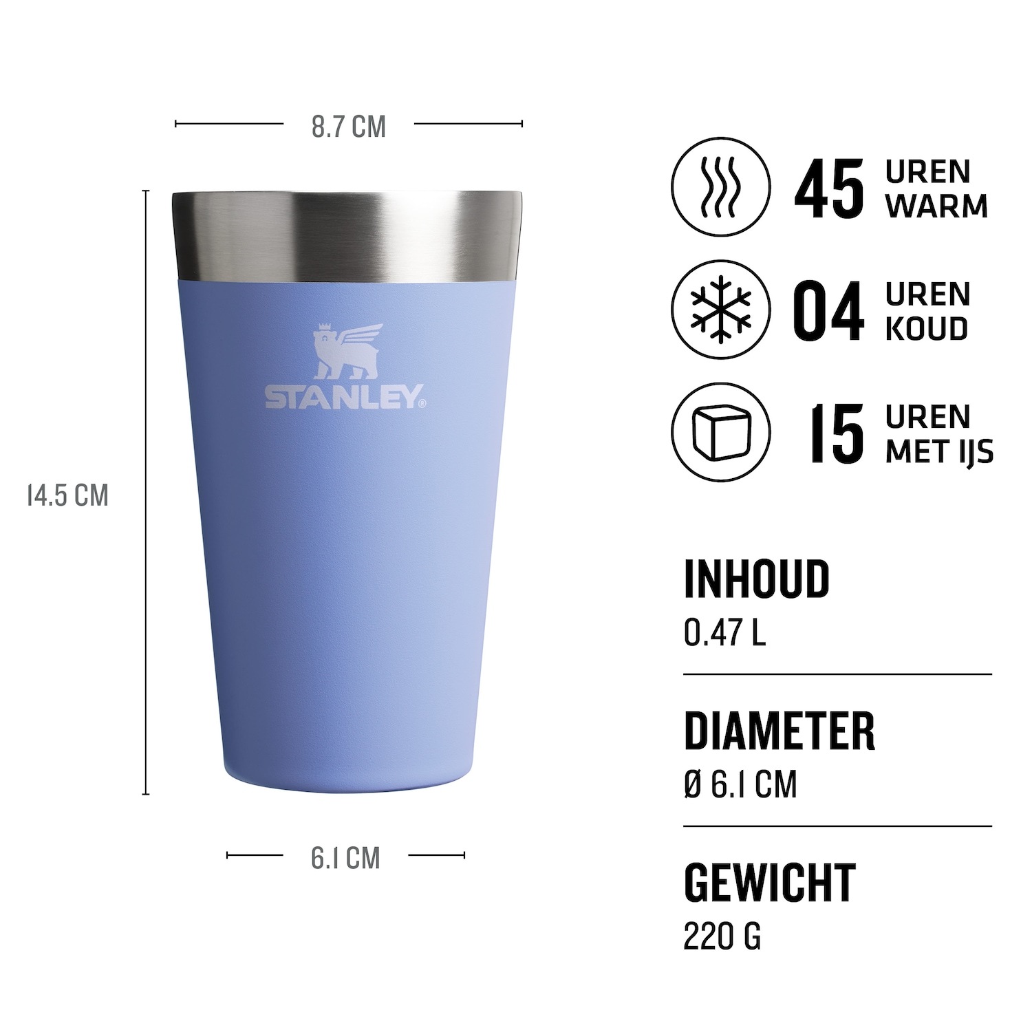 Stanley termos šalica za vodu, složiva jedna na drugu | 0,47 l – 1 komad