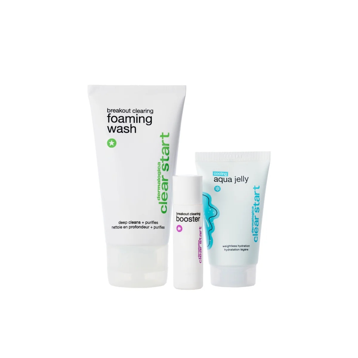 Clear Start de Dermalogica : Kit nettoyant anti-imperfections Clear Start de Dermalogica : 1 nettoyant + 1 lotion tonique + 1 crème hydratante. Peaux mixtes à grasses.