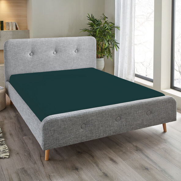 Fine flannel fitted sheet, 180 x 200 cm, petrol