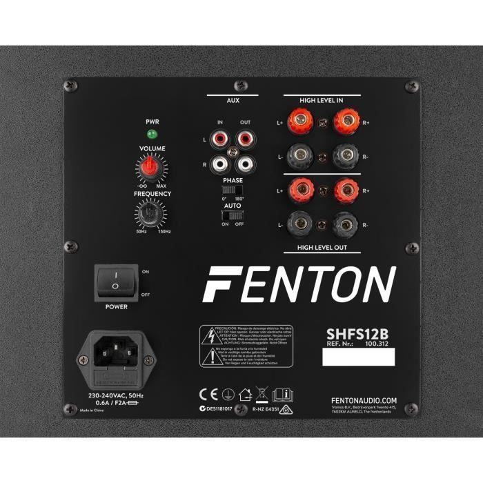 Subwoofer amplificado Fenton SHFS12B - Preto - 12 polegadas - 400 Watts - Bass-reflex