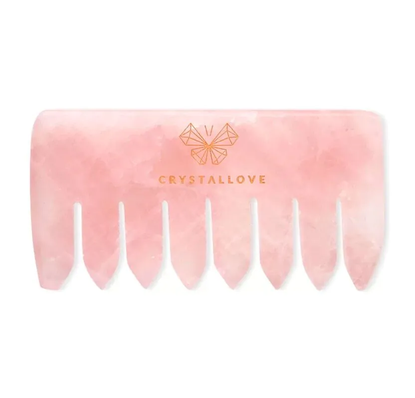 Crystallove Grzebień do Masażu z Kwarcu Różowego