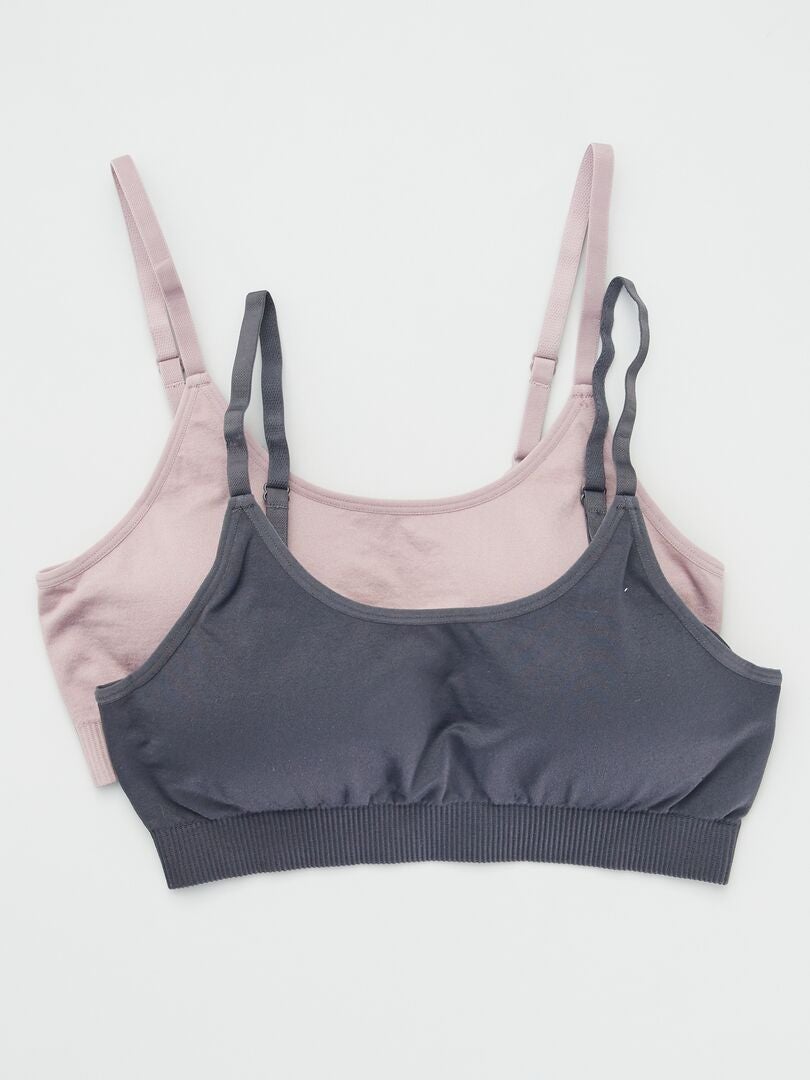 Conjunto de 2 sutiãs esportivos - rosa e cinza