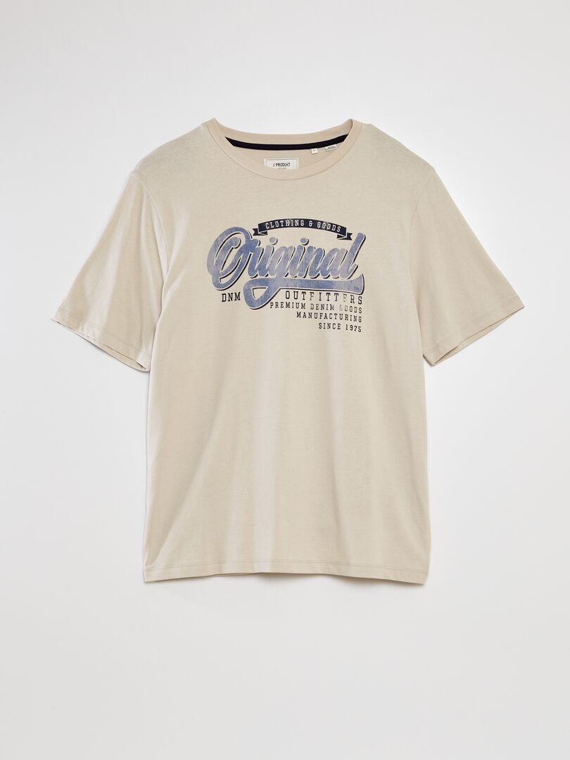 Camiseta de gola redonda 'Produkt' - BEGE
