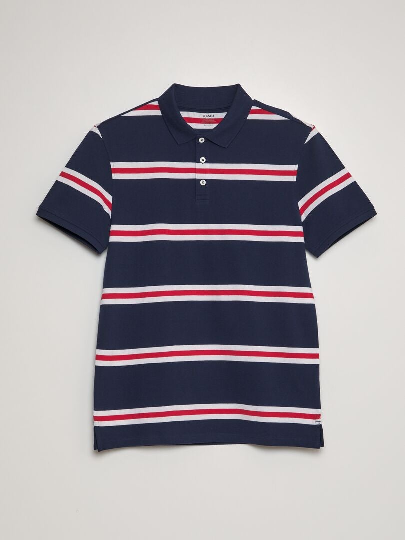 Gestreept poloshirt van katoenen piqué - ZWART