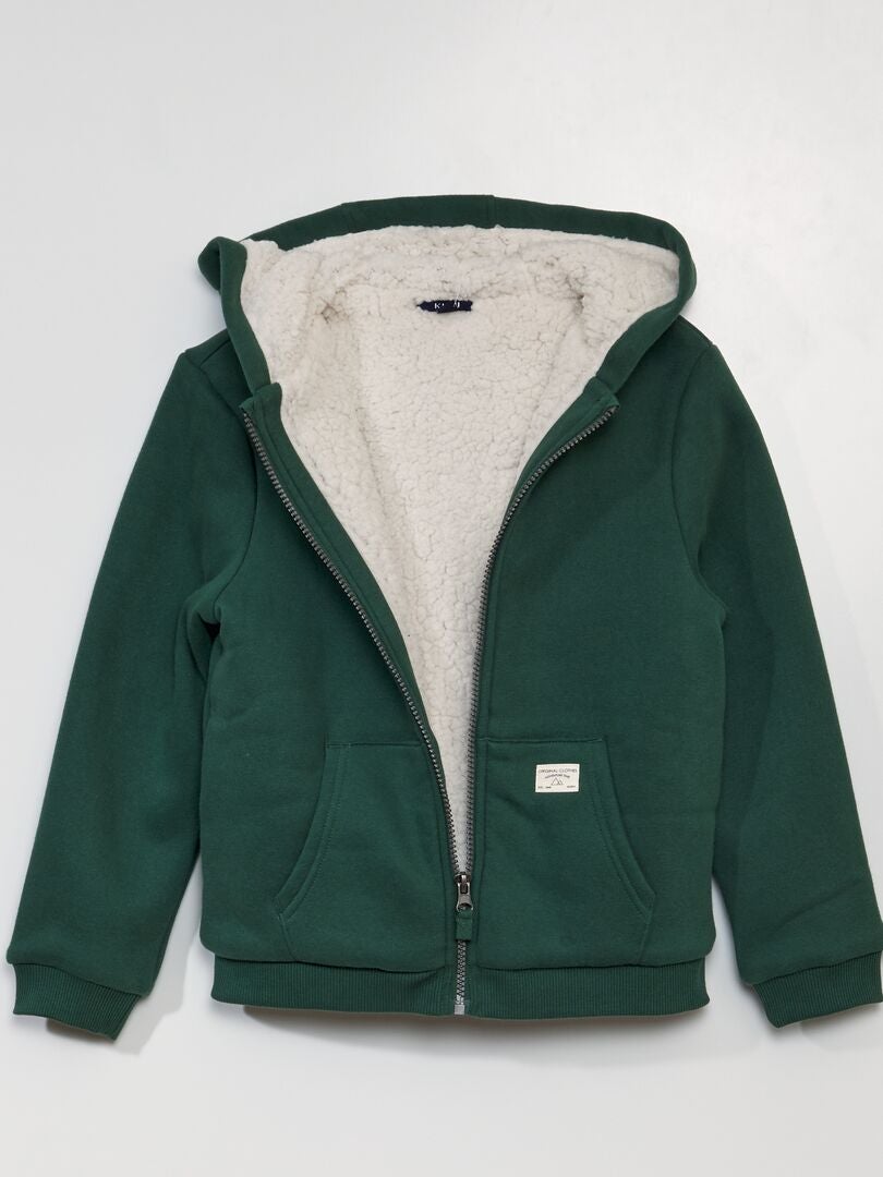 Sudadera con capucha y cremallera - Verde