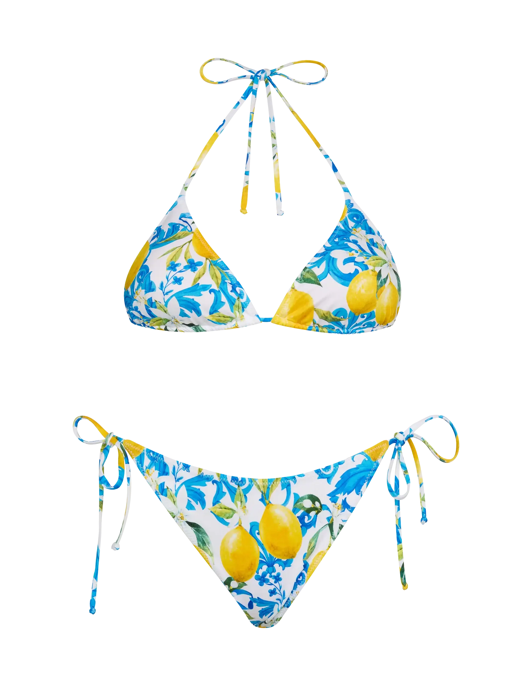 Leah Virgo driehoekbikini met majolica-print