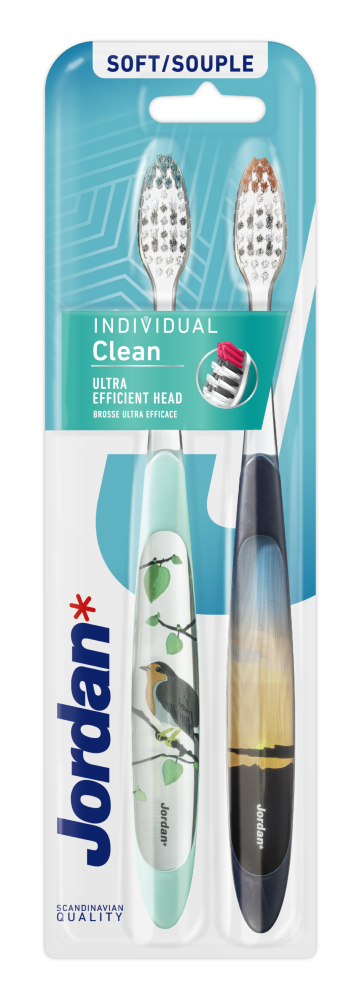 Cepillos de dientes Jordan Individual Clean Soft, paquete de 2