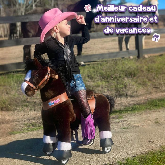 Cheval à Bascule Jouet PonyCycle Modèle U Brun Foncé avec Frein et Son Taille 3 pour les 3-4 ans