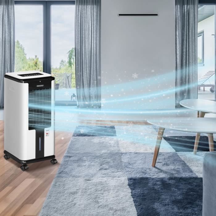 Rafraîchisseur d’air mobile 4en1 avec télécommande 3 vitesses Ventilateur ioniseur humidificateur purificateur d'air 7L
