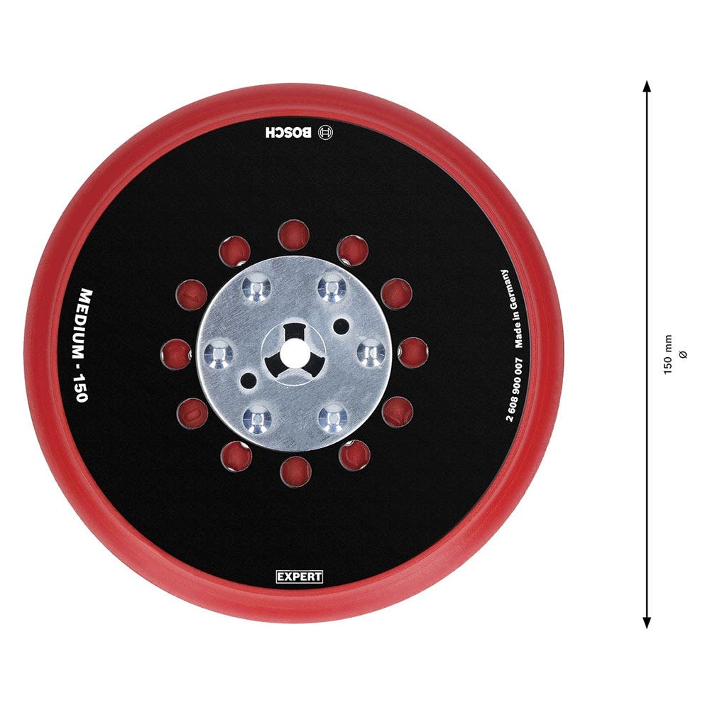 BOSCH 150 mm mittlere Exzenterschleifscheibe mit Klettverschluss und Schlaufe – Universal 2.608.900.007