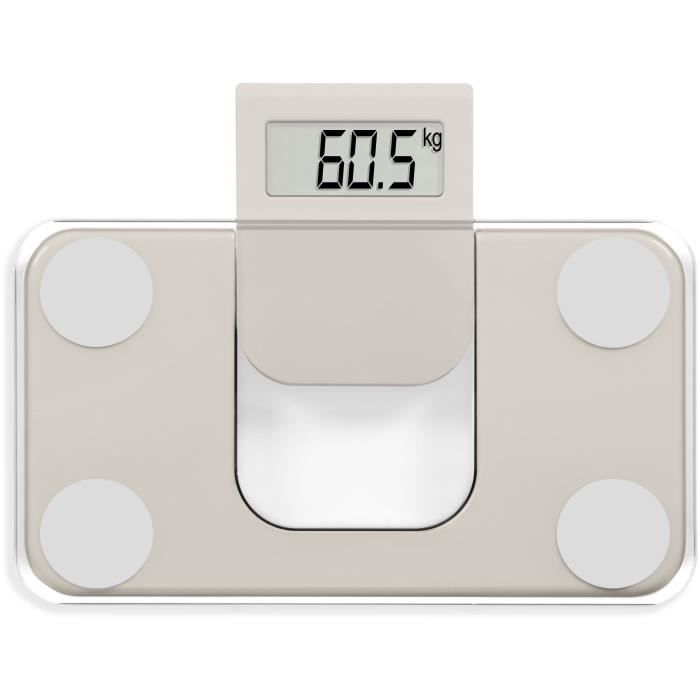 Elektronische Mini-Badezimmerwaage – LIVOO – DOM532C – Max. 180 kg – LCD-Display – Gehärtetes Glas – Automatische Ein-/Ausschaltung – Creme