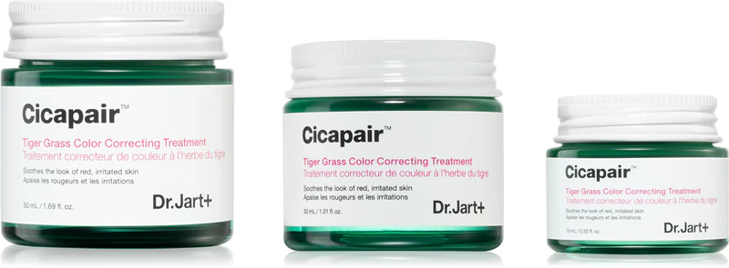 Korekčný krém Dr. Jart+ Cicapair™ Tiger Grass Color Correcting Treatment Cream intenzívne redukuje začervenanie