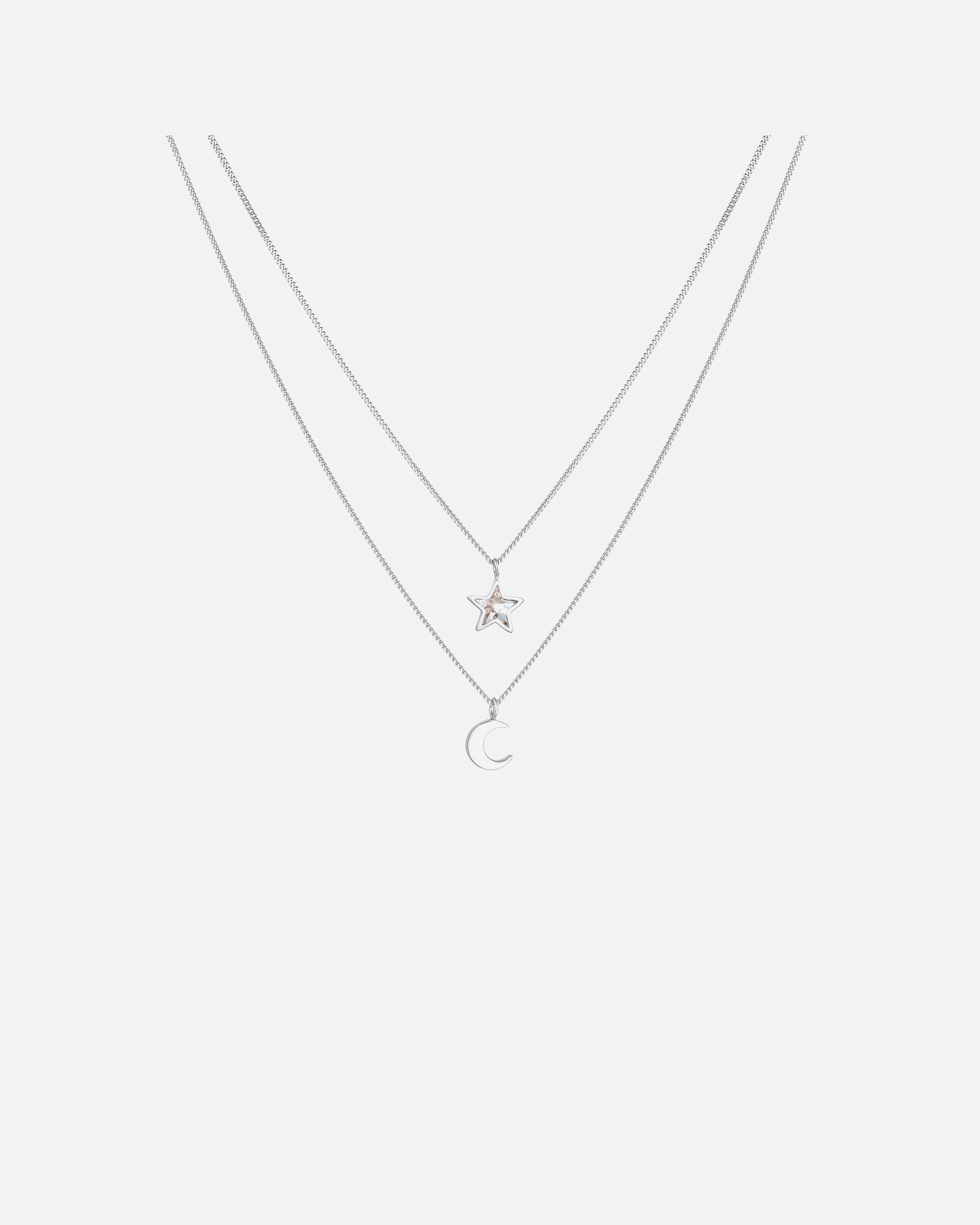 Elli Enfants Layer étoile demi-lune pendentif avec cristal en argent sterling 925