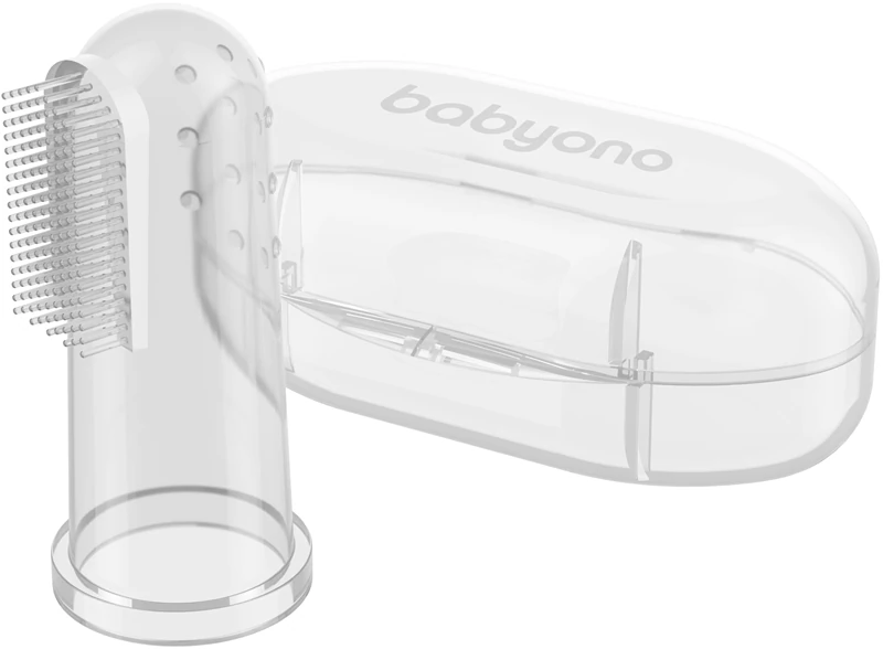 BabyOno Take Care Erste Zahnbürste Fingerzahnbürste mit Etui
