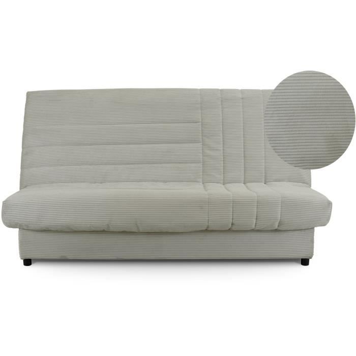 Klik-klak slaapbank - BEIJA - 3-zits - Beige corduroy - 130 x 190 x 13 cm