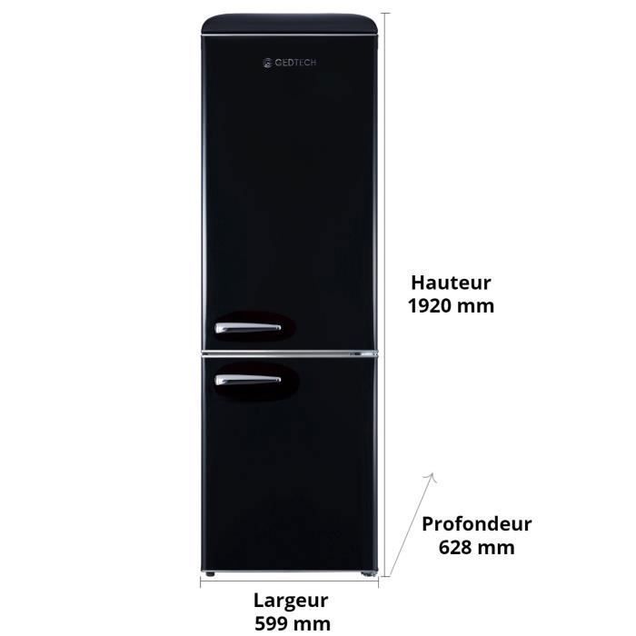 Réfrigérateur combiné vintage GEDTECH GCBV310BL - Noir - 310L - Classe E